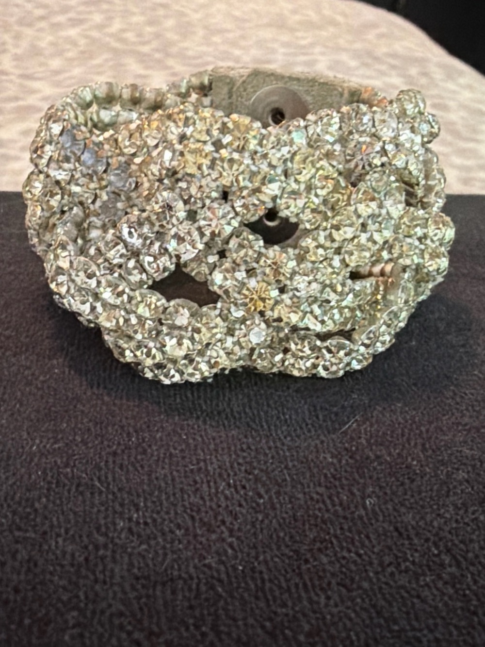 Vintage Melamed 50s 60s Sparkling Crystal Cluster Bracelet Stretchy Cuff